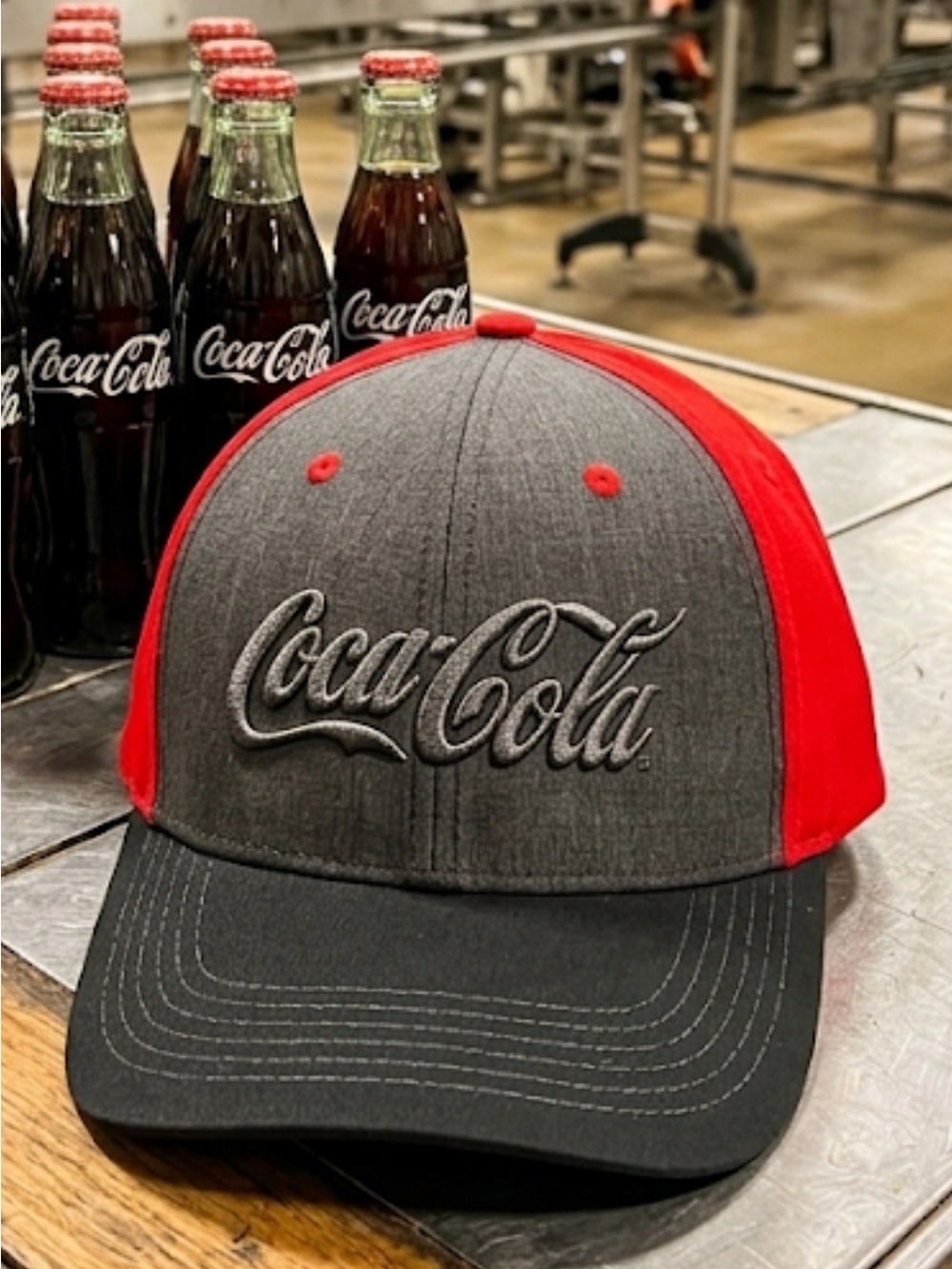 Coca-Cola Black & Red Script Embroidered Logo Fitted Cap Coca Cola Unisex Hat
